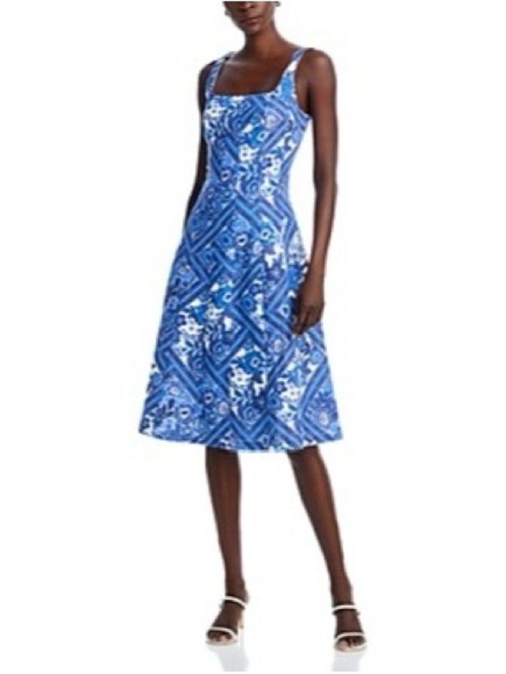 Avec Les Filles Paneled Swing Dress Blue Lolita Patchwork Size Medium